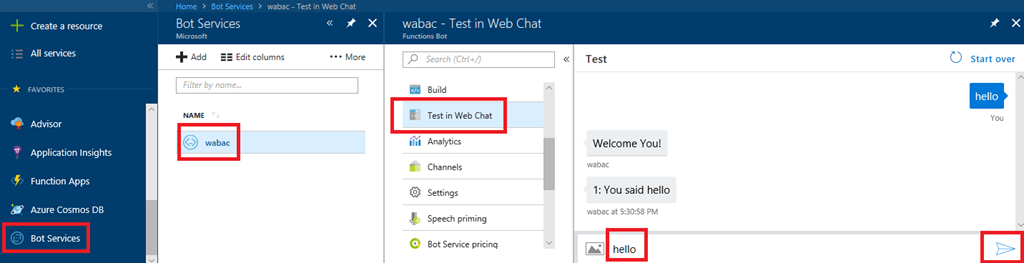 chatbot with azure webchat